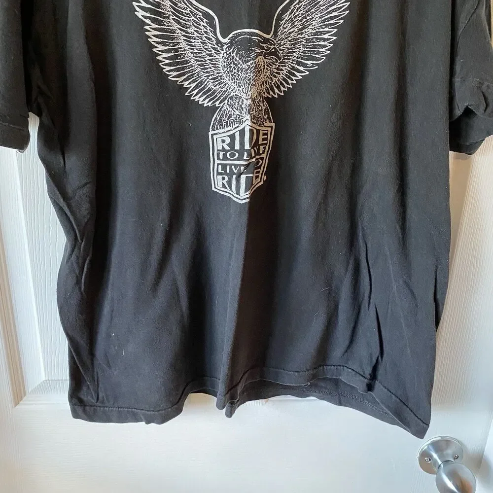 Tourchamp Men’s XL Vintage T Shirt Ride To Live Live To Ride Motorcycle Black - Picture 5 of 8